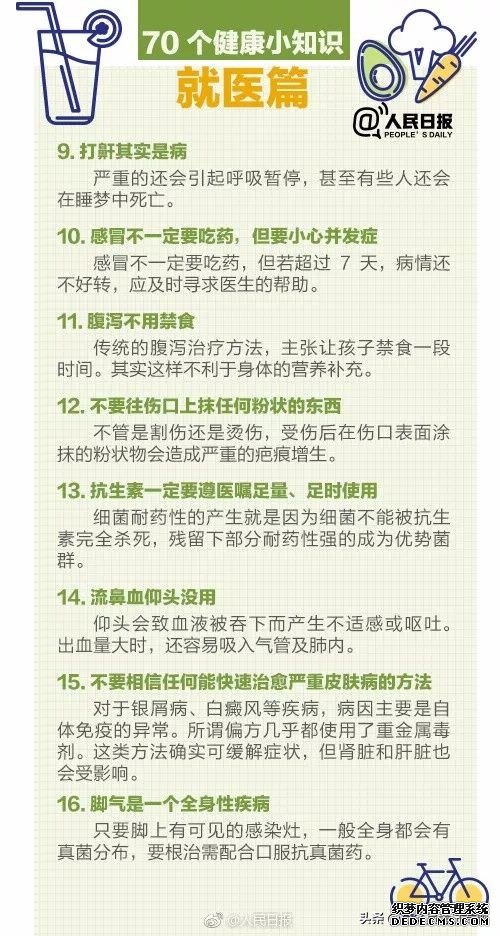 人民日?qǐng)?bào)發(fā)布：70個(gè)超實(shí)用健康小知識(shí)，值得收藏